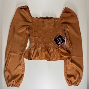 NWT Mixed Threads Los Angeles Large‎ Blouse Long Sleeve Shirt Copper Sz L